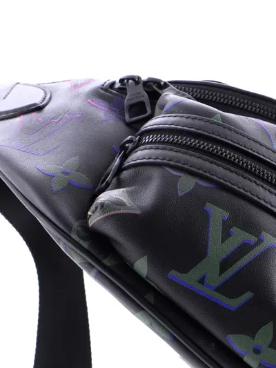 Pre-owned Louis Vuitton Comet Bumbag Spotlight Monogram Giant Leather Belt Bag In Black