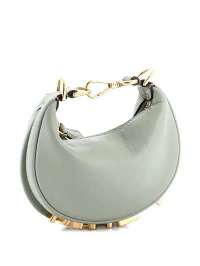 Pre-owned Fendi Graphy Bag Leather Nano Hobo Bag In Green