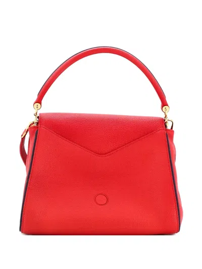 Pre-owned Louis Vuitton Double V Handbag Calfskin With Monogram Canvas Satchel In Brown