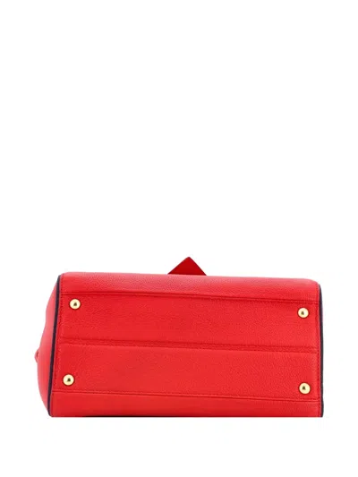 Pre-owned Louis Vuitton Double V Handbag Calfskin With Monogram Canvas Satchel In Brown