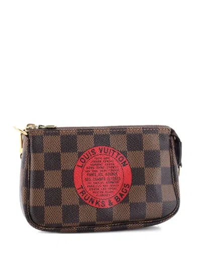 Pre-owned Louis Vuitton Pochette Accessoires Limited Edition Damier Mini Clutch Bag In Brown