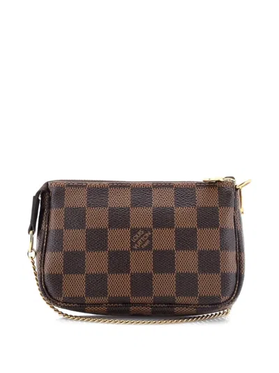 Pre-owned Louis Vuitton Pochette Accessoires Limited Edition Damier Mini Clutch Bag In Brown