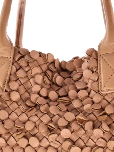 Pre-owned Bottega Veneta Poussin Paillettes Cabat Handbag Intrecciato Nappa Large Tote Bag In Neutral