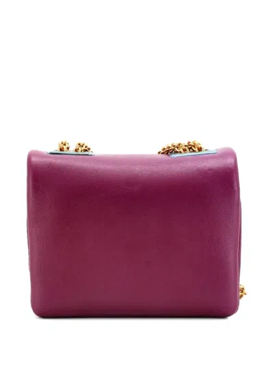 Pre-owned Valentino Garavani One Stud Chain Flap Bag Leather Micro Crossbody Bag In Purple