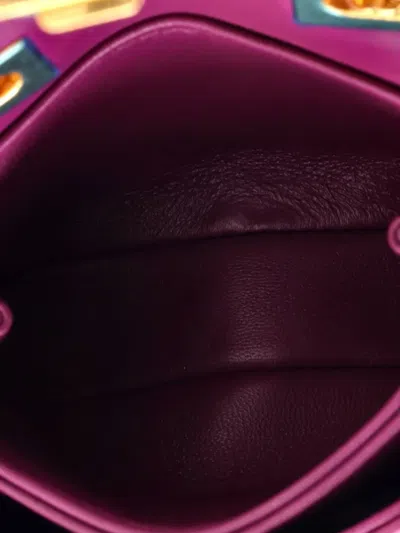 Pre-owned Valentino Garavani One Stud Chain Flap Bag Leather Micro Crossbody Bag In Purple