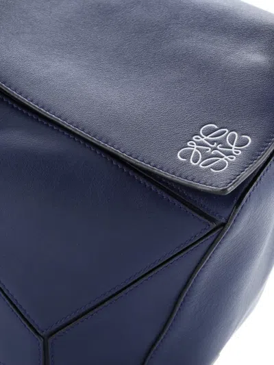 Pre-owned Loewe Puzzle Bag Leather Large Satchel In Blue