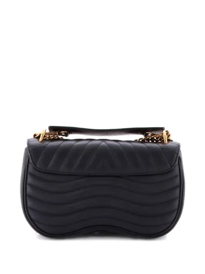 Pre-owned Louis Vuitton New Wave Chain Bag Quilted Leather Mm Crossbody Bag In Black