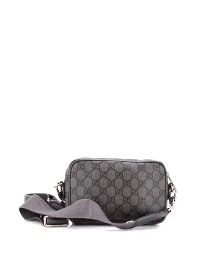 Pre-owned Gucci Ophidia Front Pocket Camera Bag Gg Coated Canvas Mini Shoulder Bag In Gray