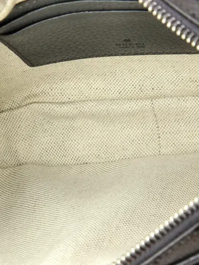 Pre-owned Gucci Ophidia Front Pocket Camera Bag Gg Coated Canvas Mini Shoulder Bag In Gray