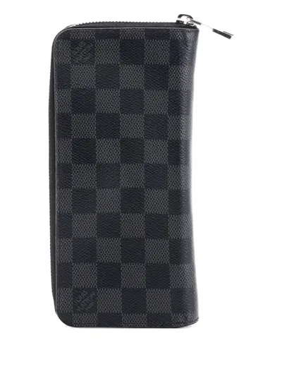 Pre-owned Louis Vuitton Zippy Wallet Damier Graphite Vertical Small Wallets In Black