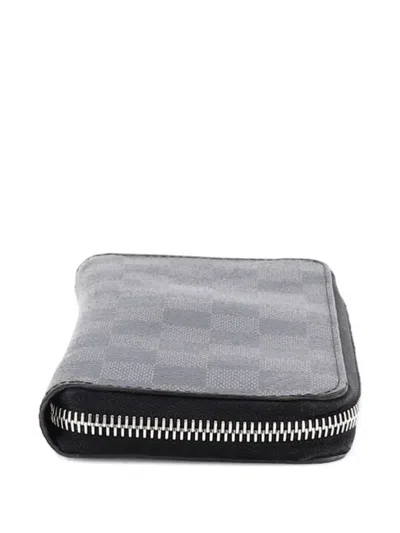 Pre-owned Louis Vuitton Zippy Wallet Damier Graphite Vertical Small Wallets In Black