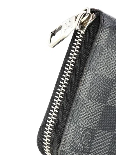Pre-owned Louis Vuitton Zippy Wallet Damier Graphite Vertical Small Wallets In Black