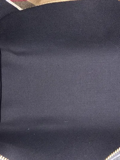 Pre-owned Burberry Banwell Leather And House Check Canvas Small Tote Bag In Black