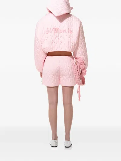 Anouki Quilted Embellished Bomber Jacket In Pink