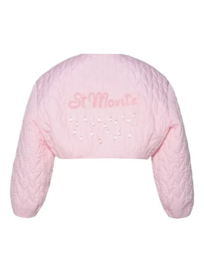 Anouki Quilted Embellished Bomber Jacket In Pink