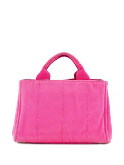 Pre-owned Prada Canapa Canvas Mini Tote Bag In Pink