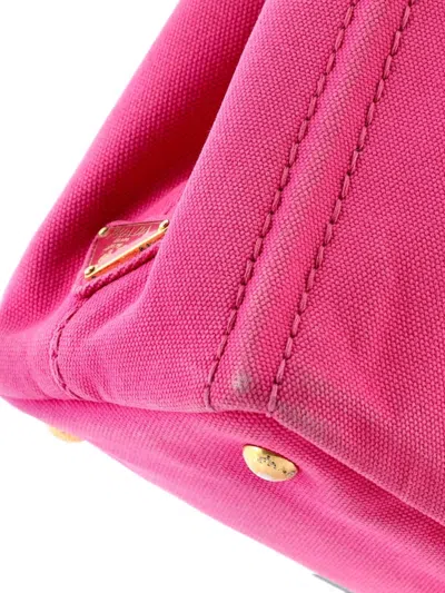 Pre-owned Prada Canapa Canvas Mini Tote Bag In Pink