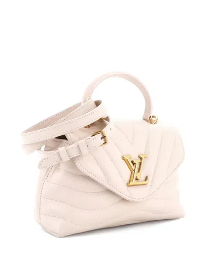 Pre-owned Louis Vuitton New Wave Hold Me Top Handle Bag Quilted Leather Satchel In Neutral