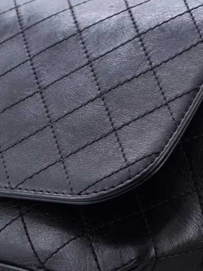 Pre-owned Chanel Covered Cc Flap Bag Stitched Calfskin Medium Shoulder Bag In Black