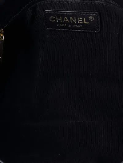 Pre-owned Chanel Covered Cc Flap Bag Stitched Calfskin Medium Shoulder Bag In Black