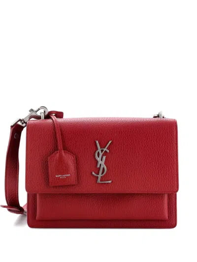 Pre-owned Saint Laurent Sunset Satchel Leather Medium Crossbody Bag In Red
