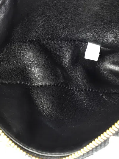 Pre-owned Prada Double Symbole Triangle Bag Leather And Jacquard Mini Shoulder Bag In Black