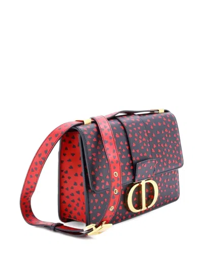 Pre-owned Dior 30 Montaigne Flap Bag Printed Leather Shoulder Bag In Blue