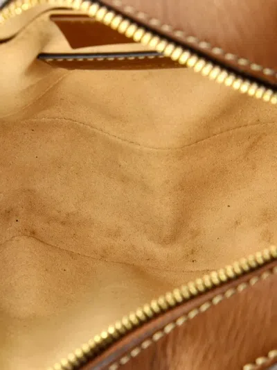 Pre-owned Gucci Chain Embroidered Gg Coated Canvas Mini Crossbody Bag In Brown