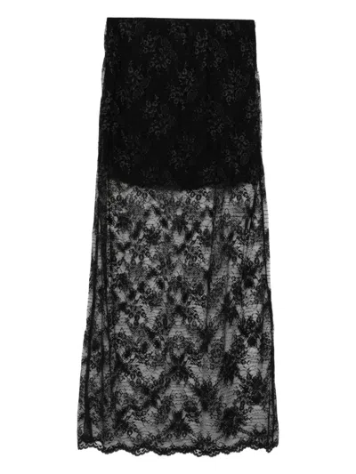 So Allure Lace Datail Straight Skirt In Black