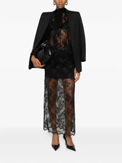 So Allure Lace Datail Straight Skirt In Black