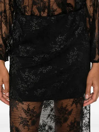 So Allure Lace Datail Straight Skirt In Black