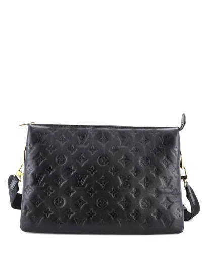 Pre-owned Louis Vuitton Coussin Bag Monogram Embossed Lambskin Mm Crossbody Bag In Black