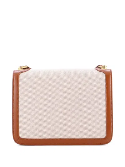 Pre-owned Saint Laurent Carre Satchel Canvas With Leather Medium Shoulder Bag In Brown