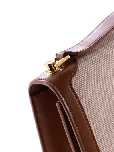 Pre-owned Saint Laurent Carre Satchel Canvas With Leather Medium Shoulder Bag In Brown