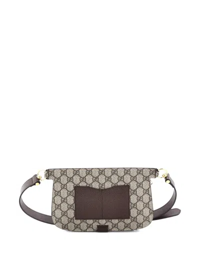 Pre-owned Gucci Blondie Flap Pocket Gg Coated Canvas Belt Bag In Brown