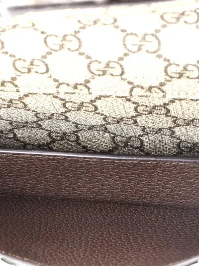 Pre-owned Gucci Blondie Flap Pocket Gg Coated Canvas Belt Bag In Brown