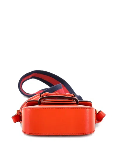 Pre-owned Gucci Horsebit 1955 Flap Wallet With Strap Leather Crossbody Bag In Orange
