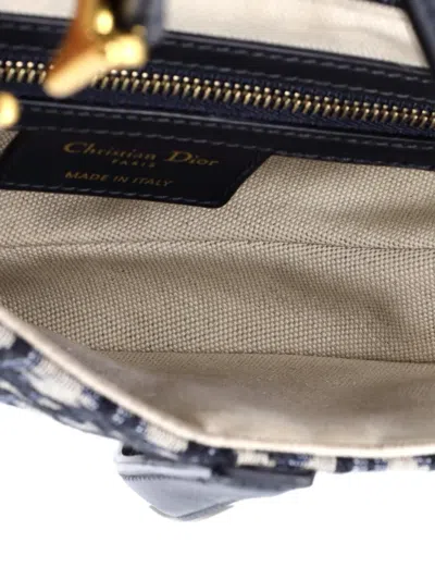 Pre-owned Dior Saddle Handbag Oblique Canvas Medium Shoulder Bag In Blue