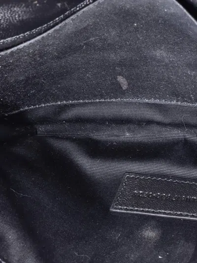 Pre-owned Saint Laurent Classic Monogram Envelope Wristlet Matelasse Chevron Leather Clutch Bag In Black