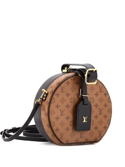 Pre-owned Louis Vuitton Petite Boite Chapeau Bag Reverse Monogram Canvas Shoulder Bag In Black