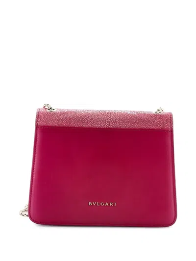 Pre-owned Bvlgari Serpenti Forever Square Leather And Stingray Small Shoulder Bag In Pink
