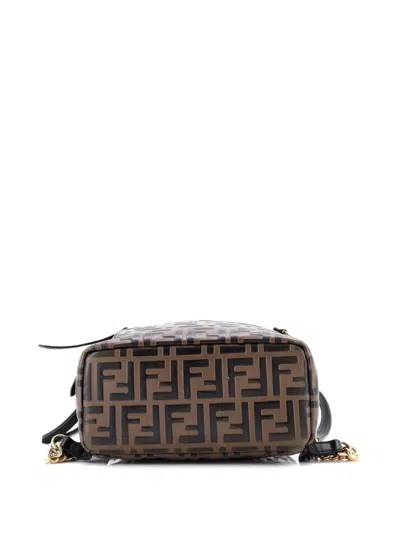 Pre-owned Fendi By The Way Zucca Embossed Leather Mini Backpack In Brown