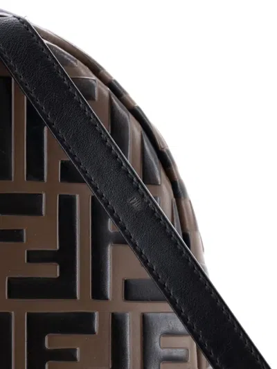 Pre-owned Fendi By The Way Zucca Embossed Leather Mini Backpack In Brown