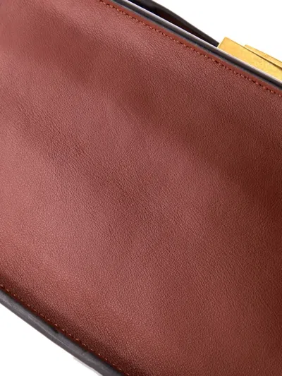 Pre-owned Fendi Kan U Leather Medium Shoulder Bag In Brown