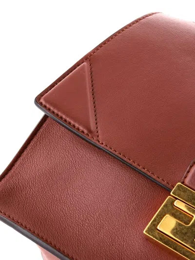 Pre-owned Fendi Kan U Leather Medium Shoulder Bag In Brown