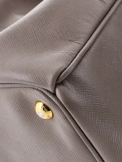 Pre-owned Prada Double Zip Lux Saffiano Leather Large Tote Bag In Brown