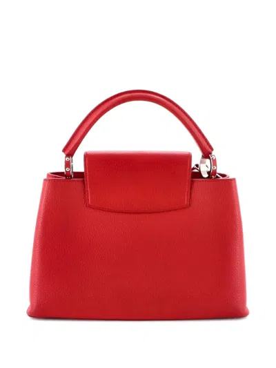 Pre-owned Louis Vuitton Capucines Bag Leather Pm Satchel In Red