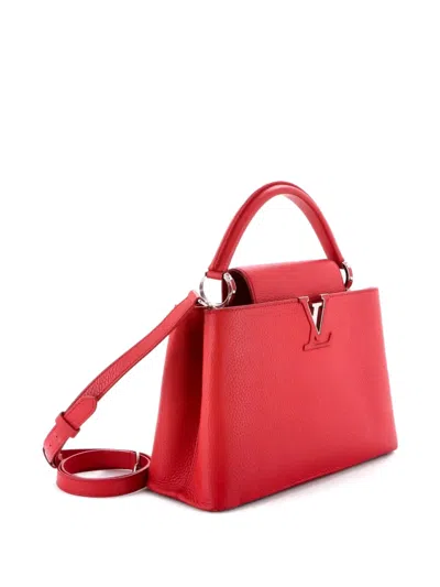 Pre-owned Louis Vuitton Capucines Bag Leather Pm Satchel In Red