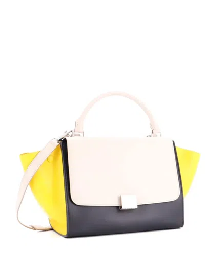 Pre-owned Celine Tricolor Trapeze Bag Leather Small Satchel In Multi