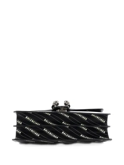 Pre-owned Gucci X Balenciaga The Hacker Project Dionysus Bag Logo Printed Leather Small Crossbody Bag In Black